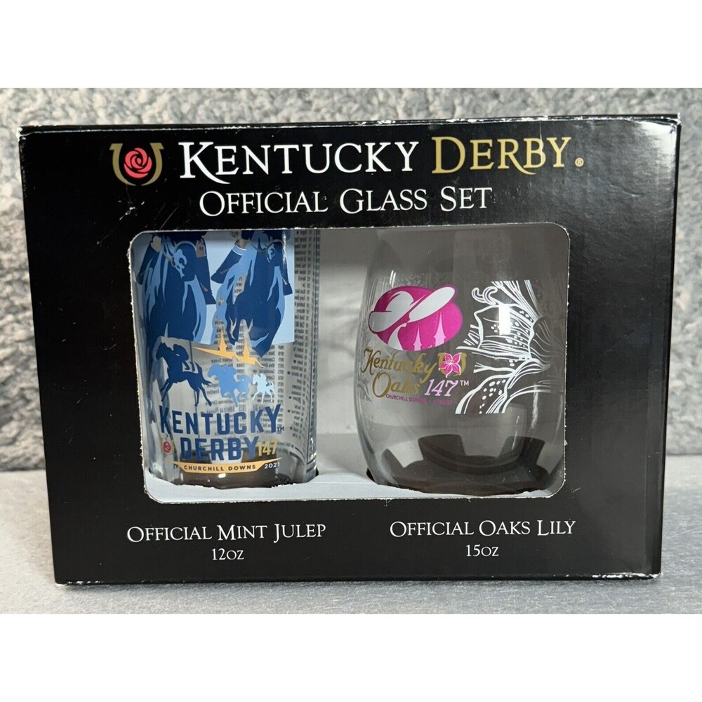 OFFICIAL 2021 KENTUCKY DERBY 147 MINT JULEP GLASS 12 Oz. & OAKS LILY 15 Oz.